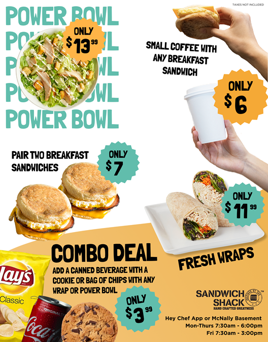 Sandwich Shack Promotions and Item Offers